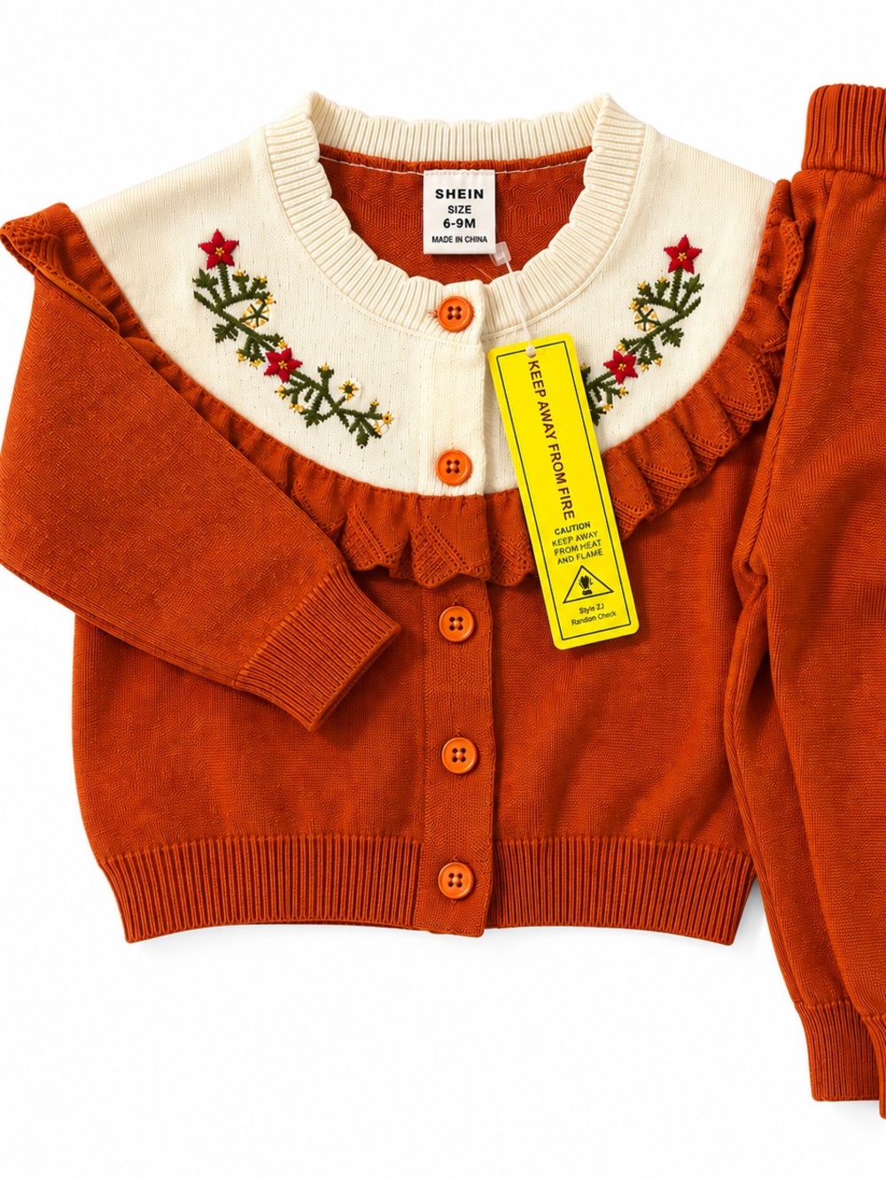 SHEIN Cream and Rust Orange Baby Sweater